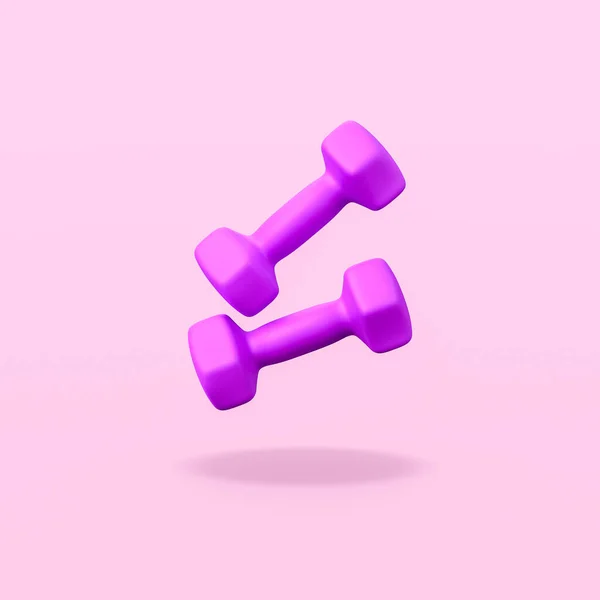 Purple Dumbbells on Pink Background — Stock Photo, Image