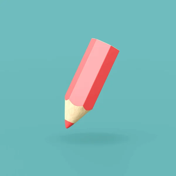 Funny Red Crayon on Blue Background — Stock Photo, Image