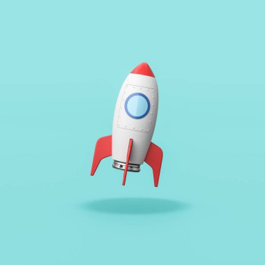 Cartoon Spaceship on Blue Background