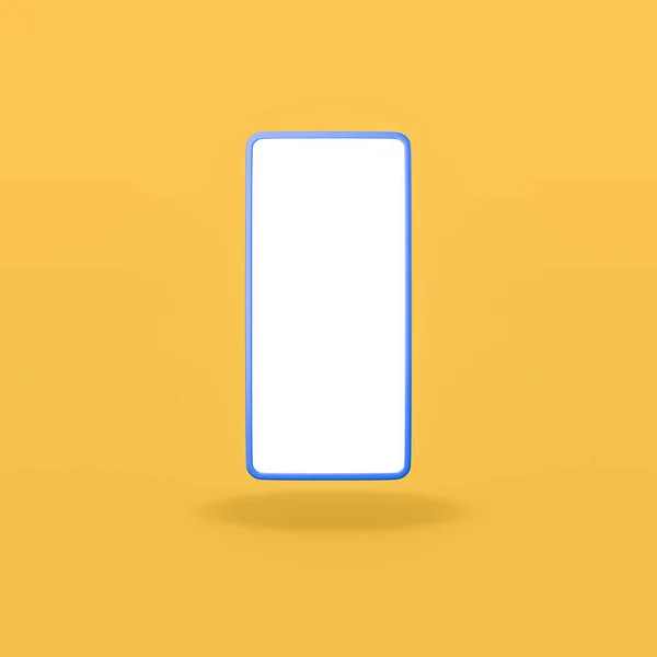 Blank Screen Mobile Phone on Yellow Background — Photo