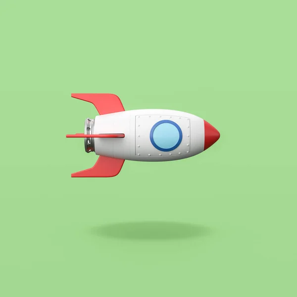 Cartoon Spaceship on Green Background — 스톡 사진