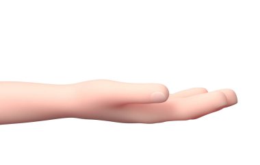 Destekleyici El. Üç boyutlu çizgi film karakteri. Beyazda İzole Edilmiş