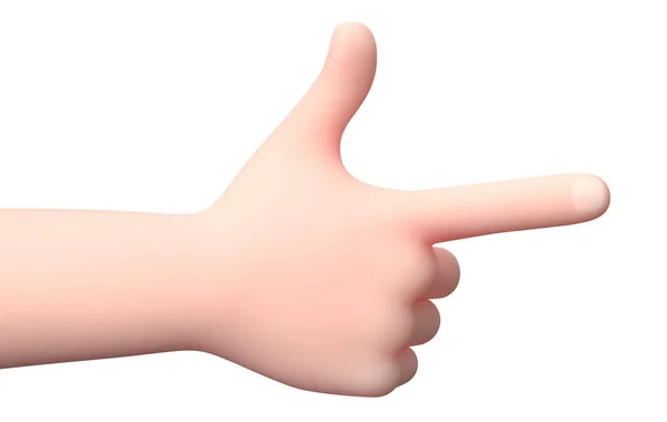 Pointing Hand. 3D Cartoon Character. Isolated on White — Stock Photo, Image