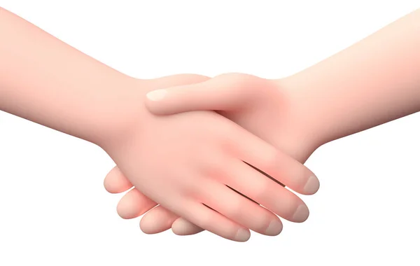 Handshake Gesture. 3D Cartoon Character. Isolated on White — Stock Photo, Image