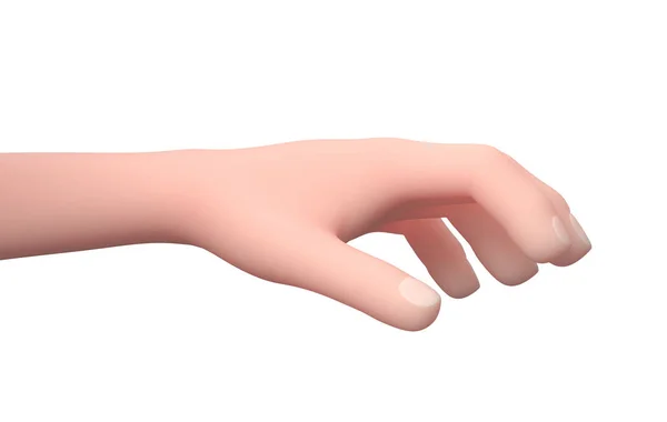 Afferrare il gesto della mano. Personaggio cartone animato 3D. Isolato su bianco — Foto Stock