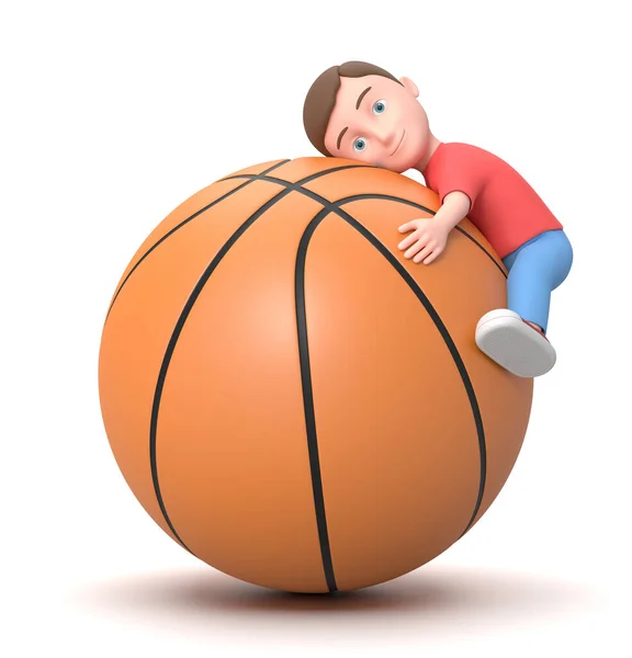 Jag älskar basket. 3D-tecknad karaktär Illustration — Stockfoto