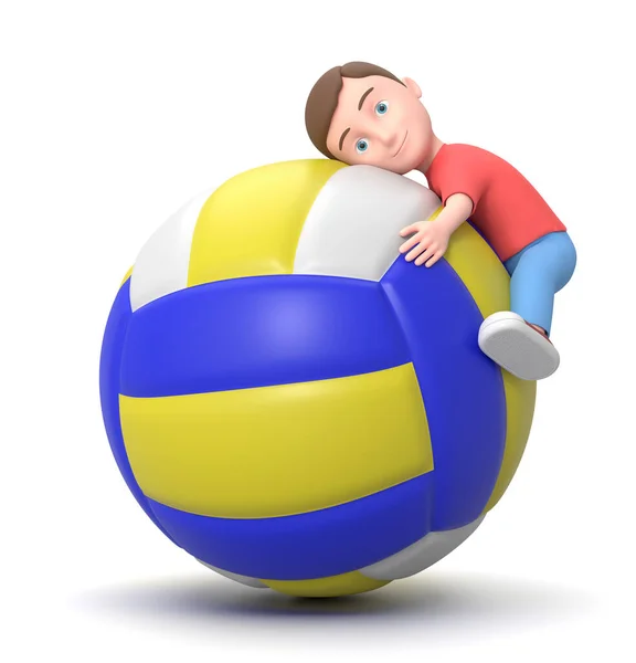 Voleibol de amor. Ilustración de personajes de dibujos animados 3D — Foto de Stock