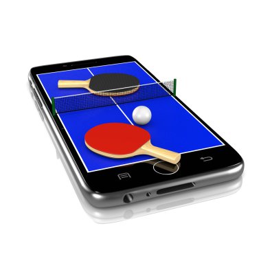 Ping-Pong Table Tennis on Smartphone, Sports App clipart