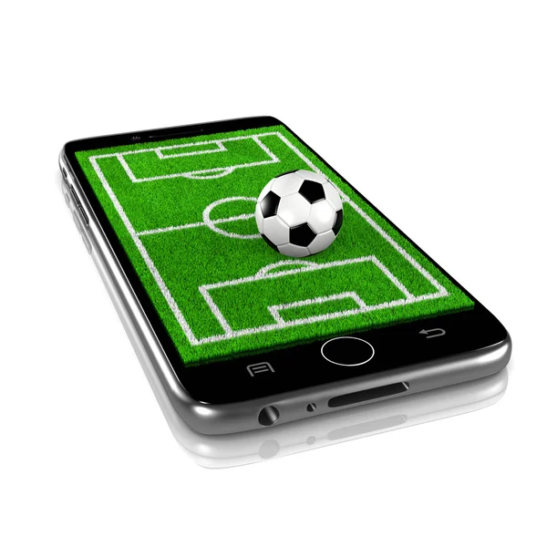 スポーツ アプリ スマート フォンでサッカー — ストック写真