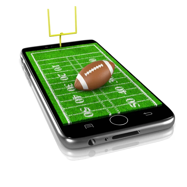 Американський футбол на смартфоні, спортивні App — стокове фото