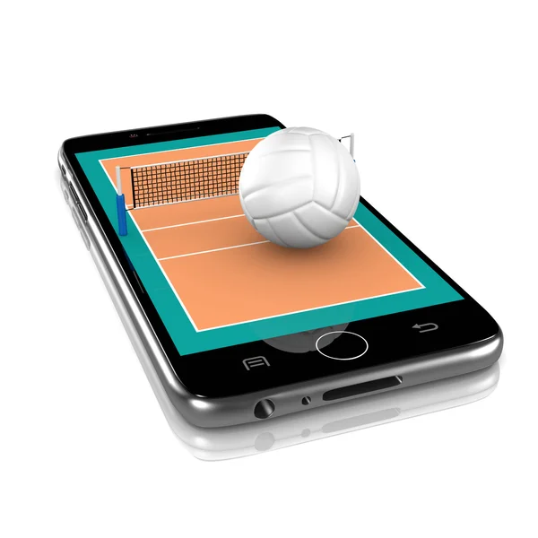 Волейбол на смартфоні, застосунку спорт — стокове фото