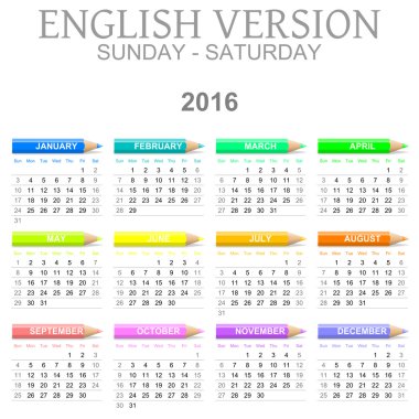 2016 boya kalemi İngilizce sürüm takvimi