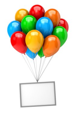 Kadar boş bir afiş tutarak balon demet
