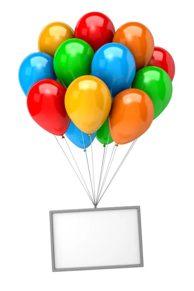 Bunch of Balloons Holding Up an Empty Banner — Stock Photo, Image