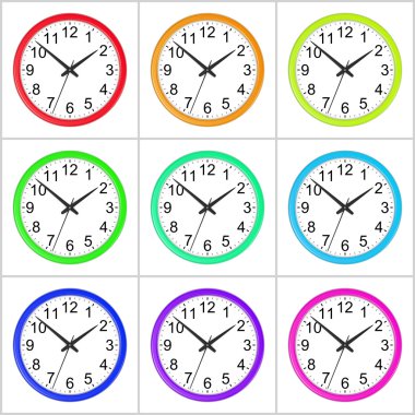İzole saat renkli koleksiyonu