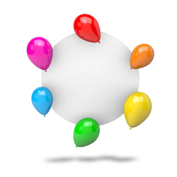 Blanko-Abzeichen Kreisform mit Luftballons — Stockfoto