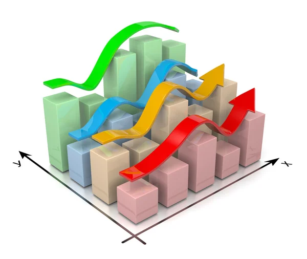 3d 条形图 — 图库照片