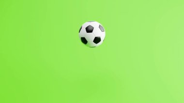 Yeşil Arkaplanda Futbol Topu Zıplayan Kusursuz Döngü, 3 boyutlu Animasyon