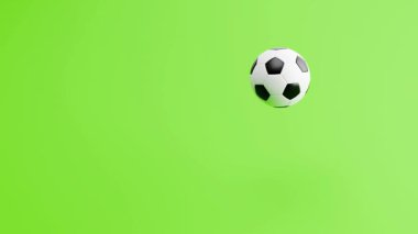 Yeşil Arkaplanda 3 boyutlu animasyon ile Futbol Topu Zıplayan Kusursuz Döngü