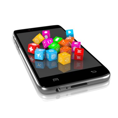 Akıllı telefon Apps üstünde beyaz