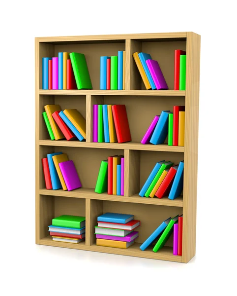 Bookshelf on White — Stock Photo, Image