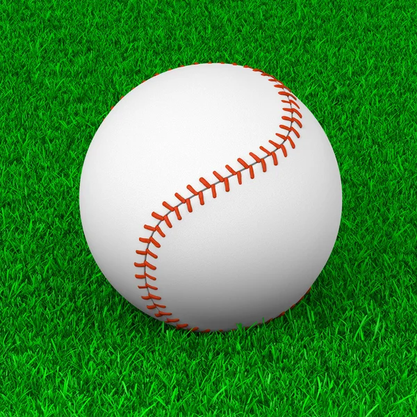 Μπάλα του μπέιζμπολ στο γρασίδι — Φωτογραφία Αρχείου