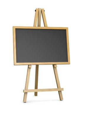 Ahşap şövale destekleyen bir boş yazı tahtası