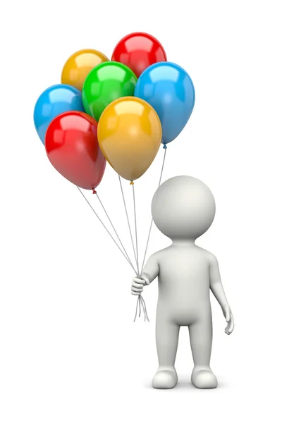 3D Character with Bunch of Balloons — Stock Photo, Image