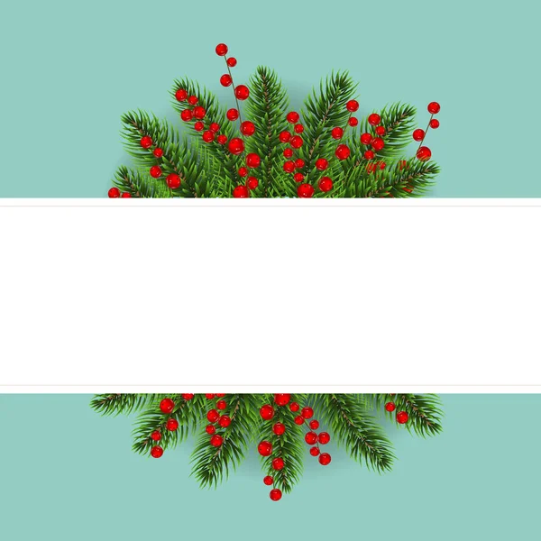 Kerstkaart met Kerst Holly Berry — Stockvector