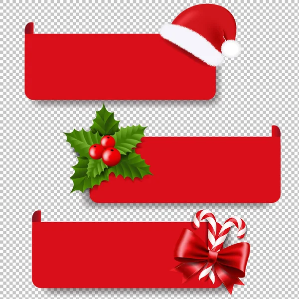 Xmas Labels with Holly Berry Se transparent background — стоковий вектор