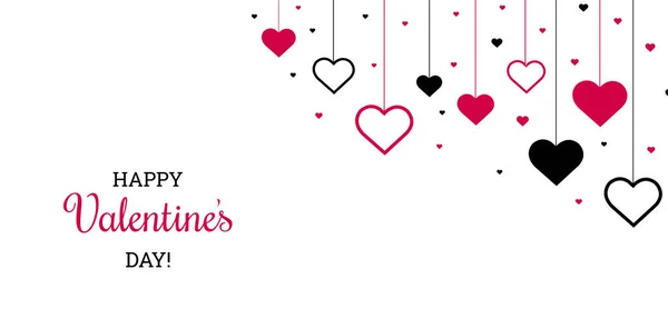 Valentines Day Poster Red Hearts Gradient Mesh Vector Illustration — 스톡 벡터