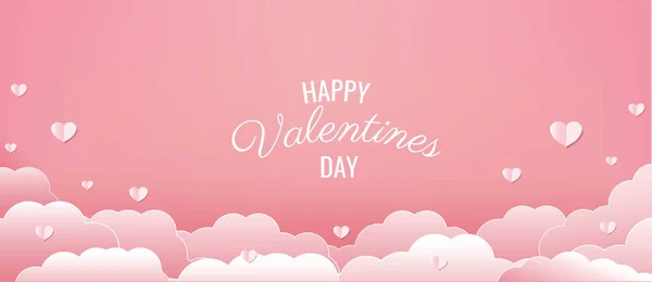 Valentines Day Pink Hearts Gradient Mesh Vector Illustration Dalam Bahasa - Stok Vektor