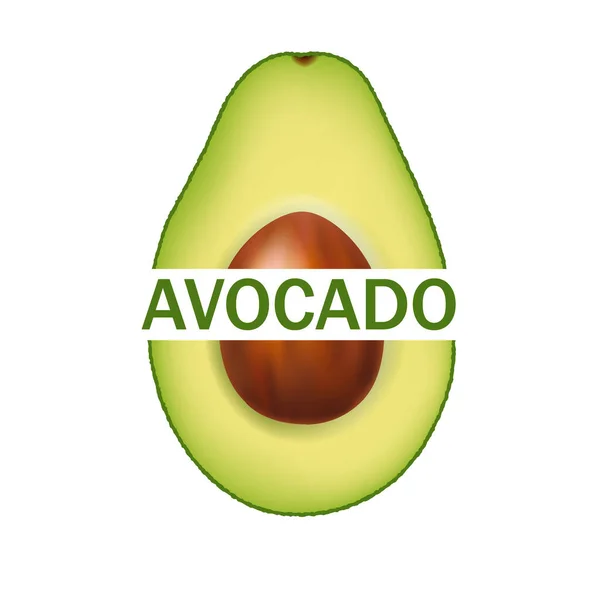 Avocado isoliert und weißen Hintergrund mit Text — Stockvektor