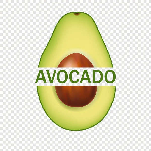 Avocado isoliert und transparenter Hintergrund mit Text — Stockvektor