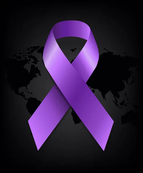 Journée mondiale du cancer et carte de ruban violet — Image vectorielle