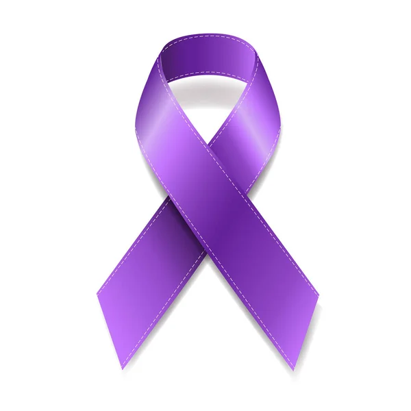 World Cancer Day With Realistic Violet Ribbon — 스톡 벡터