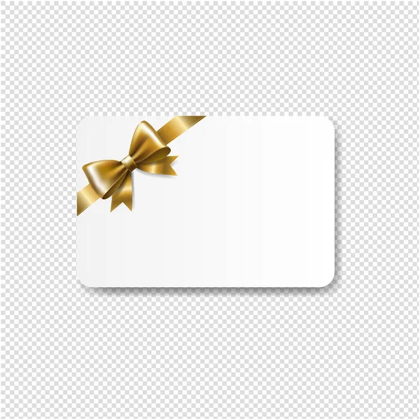 Tarjeta de regalo Golden Bow Fondo transparente aislado — Archivo Imágenes Vectoriales