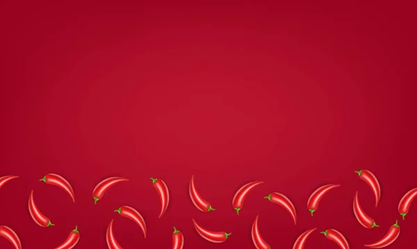 Frontera de pimiento rojo picante con fondo rojo — Vector de stock