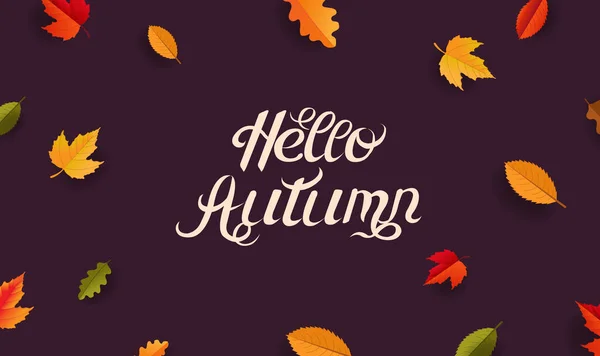 Violet Poster With Autumn Leaves — Vector de stock