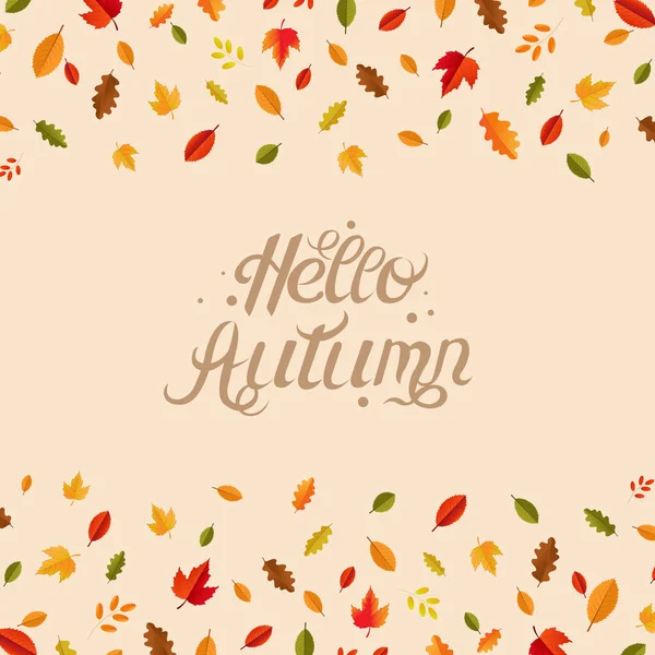 Autumn Postcard With Borders And Leave — Vector de stock