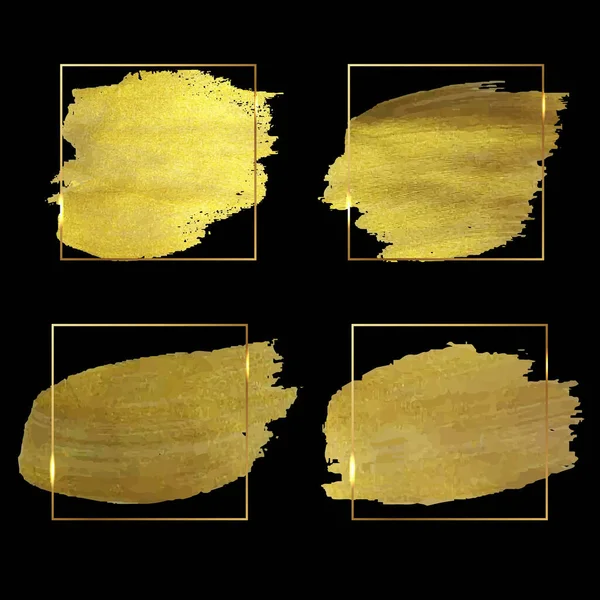 Golden Paint With Frame And Black Background —  Vetores de Stock