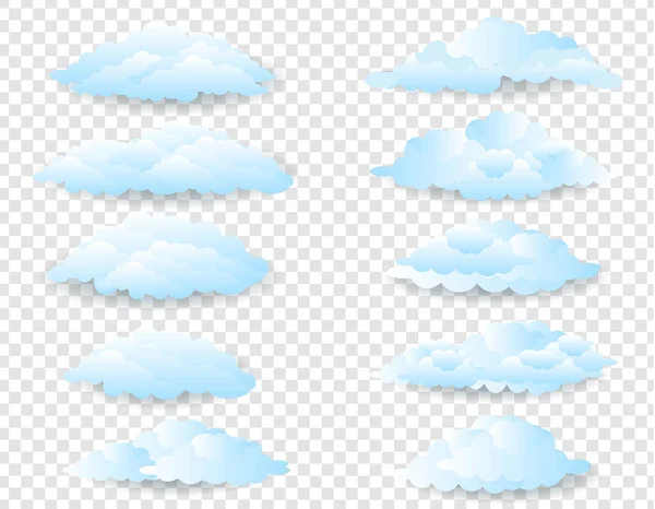 Cloud Big Set isolierter und transparenter Hintergrund — Stockvektor