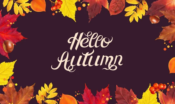 Autumn Poster With Autumn Leaves — Vector de stock