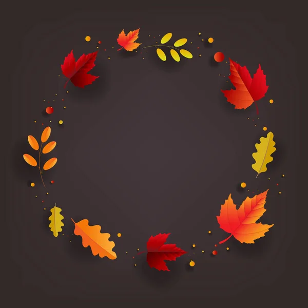 Cartel de otoño y hojas de otoño — Vector de stock