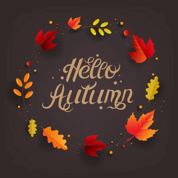 Autumn Speech Bubble And Autumn Leaves — Vector de stock