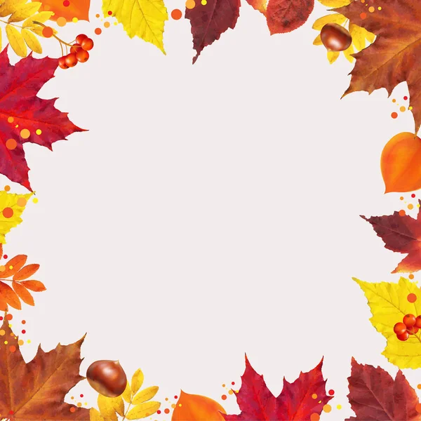 Cartel de otoño con hojas de otoño — Vector de stock