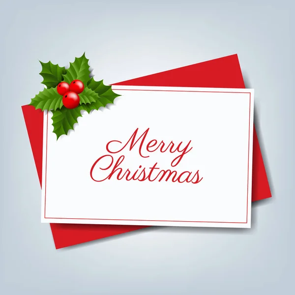 Xmas Card With Christmas Holly Berry — стоковый вектор