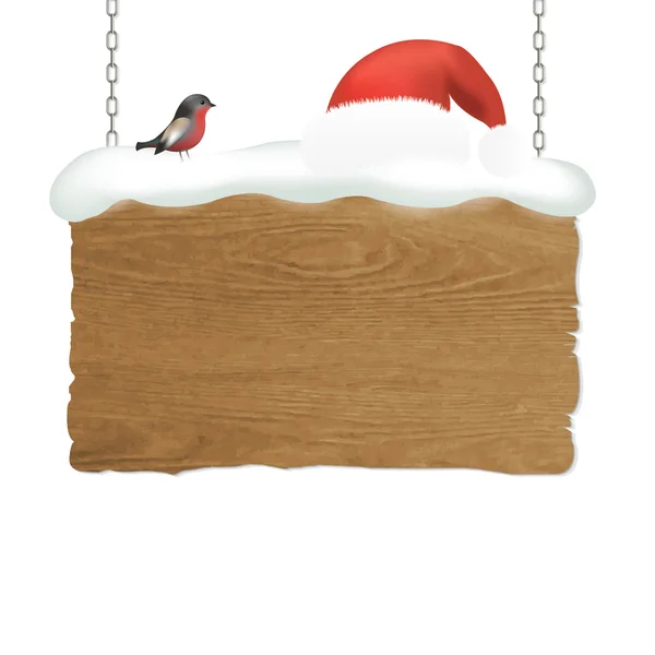 Panneau en bois avec oiseau — Image vectorielle