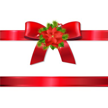 Xmas kırmızı kurdele ve yay