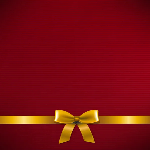 Tarjeta roja oscura con cinta dorada — Vector de stock